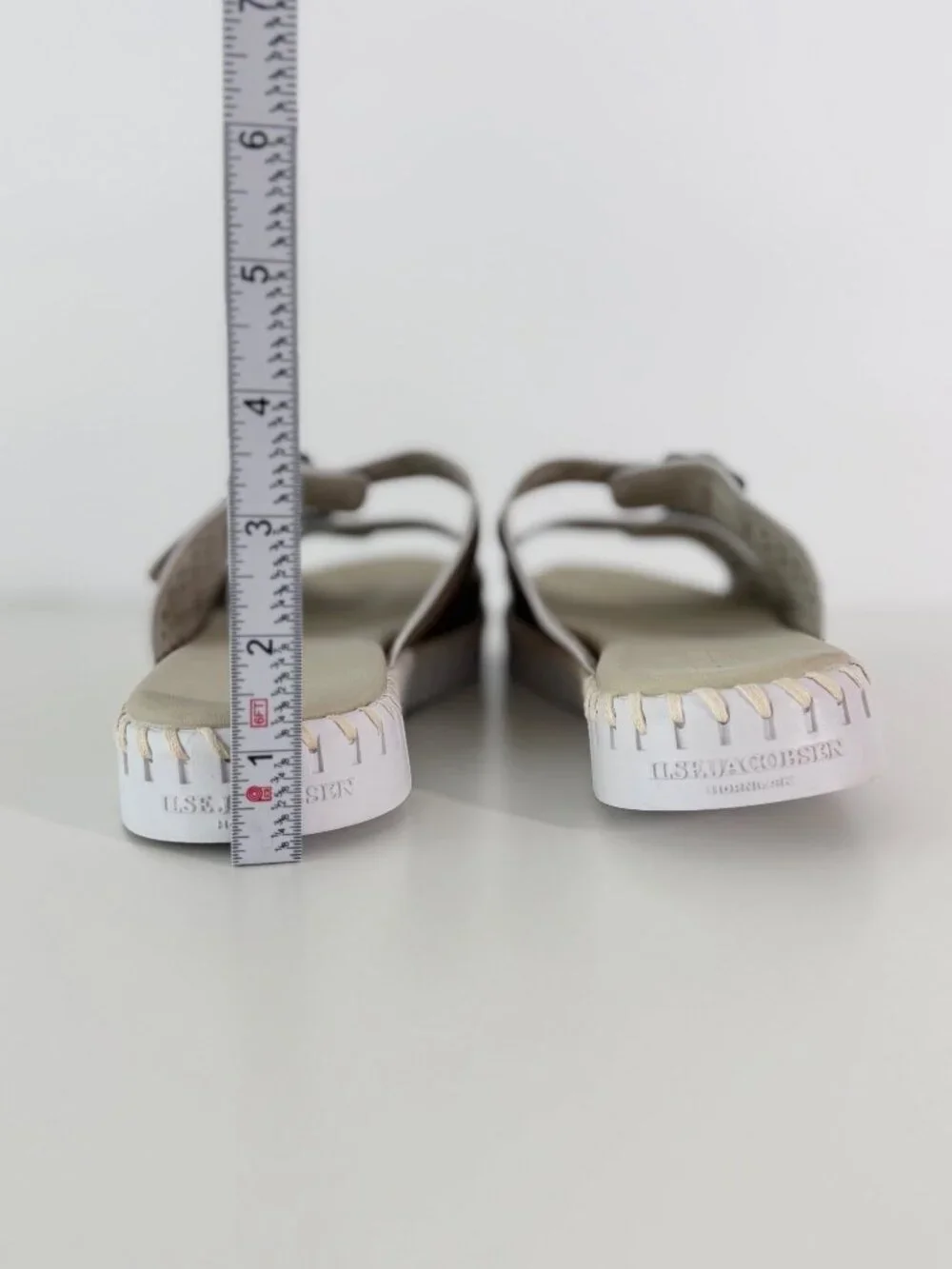 Ilse Jacobsen Hornbæk Tulip Gold Metallic Double Strap Slide Comfort Sandals 10